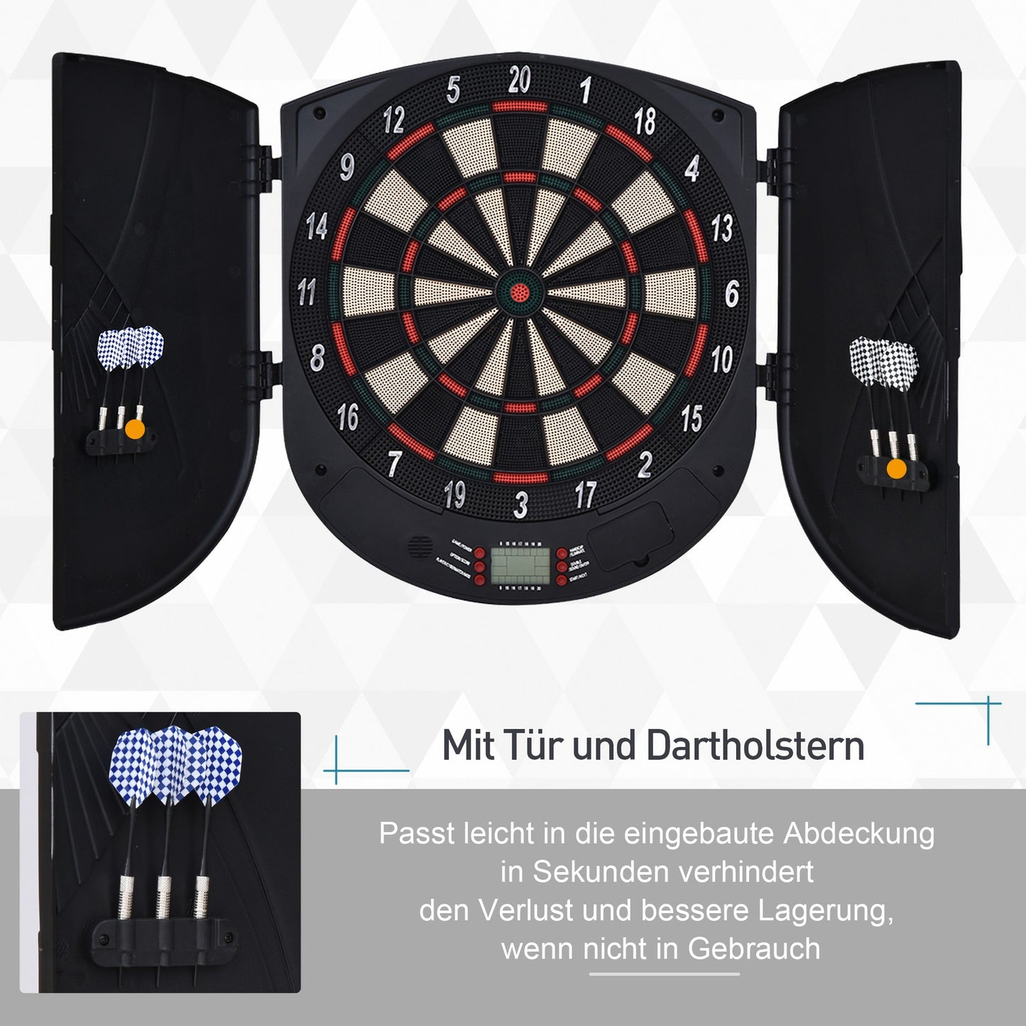 Elektronische Dartscheibe Dartboard Dart-Set Mit 6 Darts Soundeffekte Schwarz