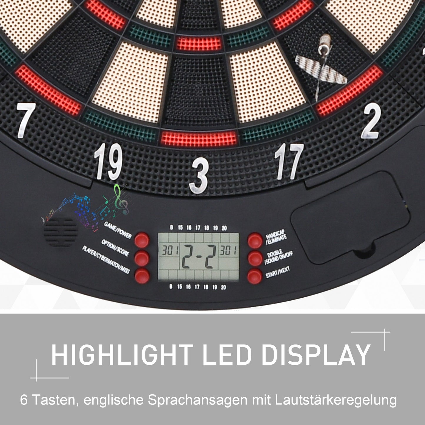 Elektronische Dartscheibe Dartboard Dart-Set Mit 6 Darts Soundeffekte Schwarz
