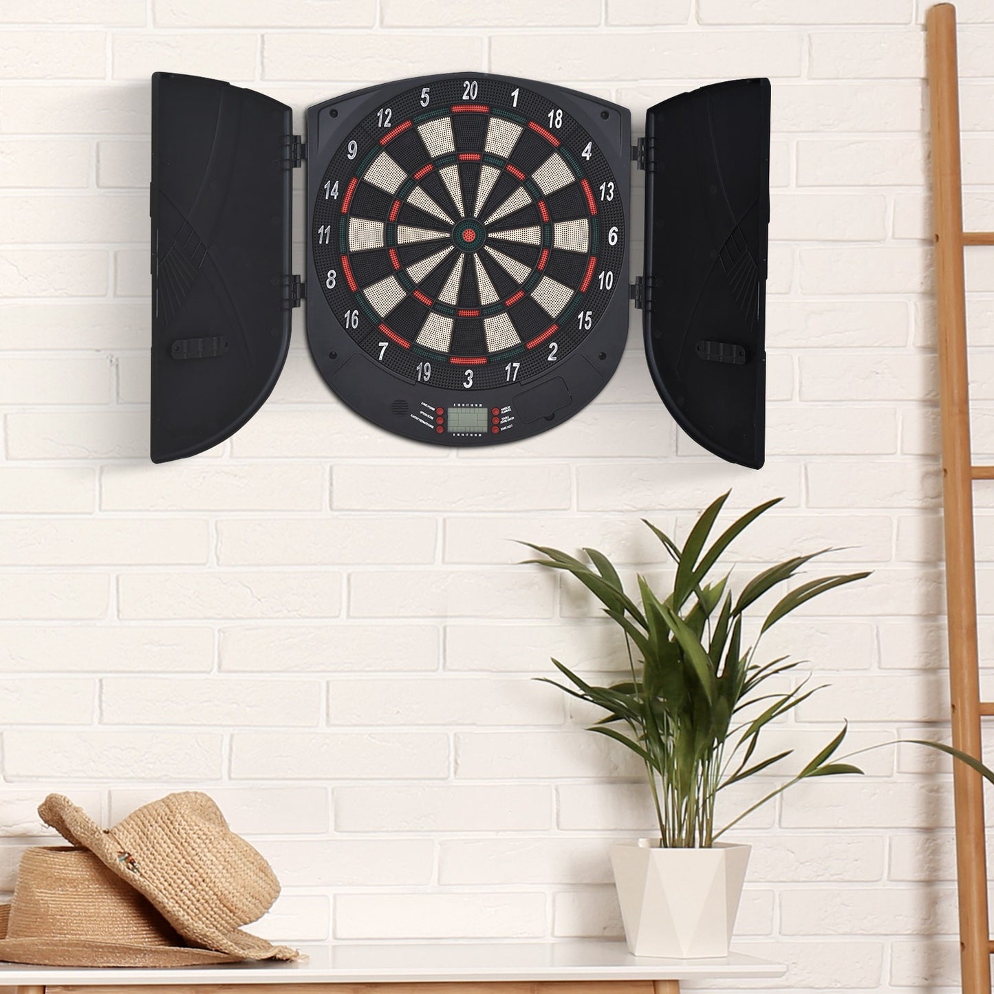 Elektronische Dartscheibe Dartboard Dart-Set Mit 6 Darts Soundeffekte Schwarz