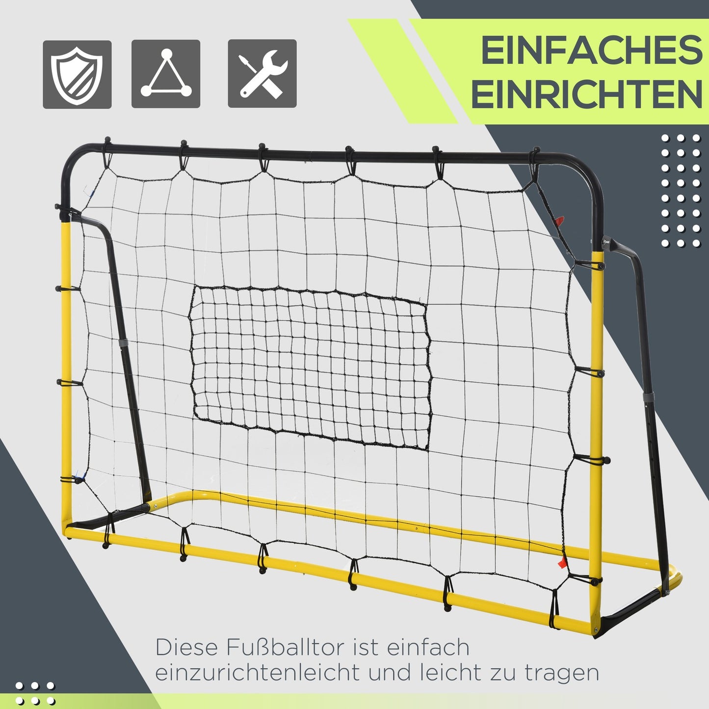 Fußball Rebounder Kickback Tor Rückprallwand Trainingsnetz Stahl(195) Gelb