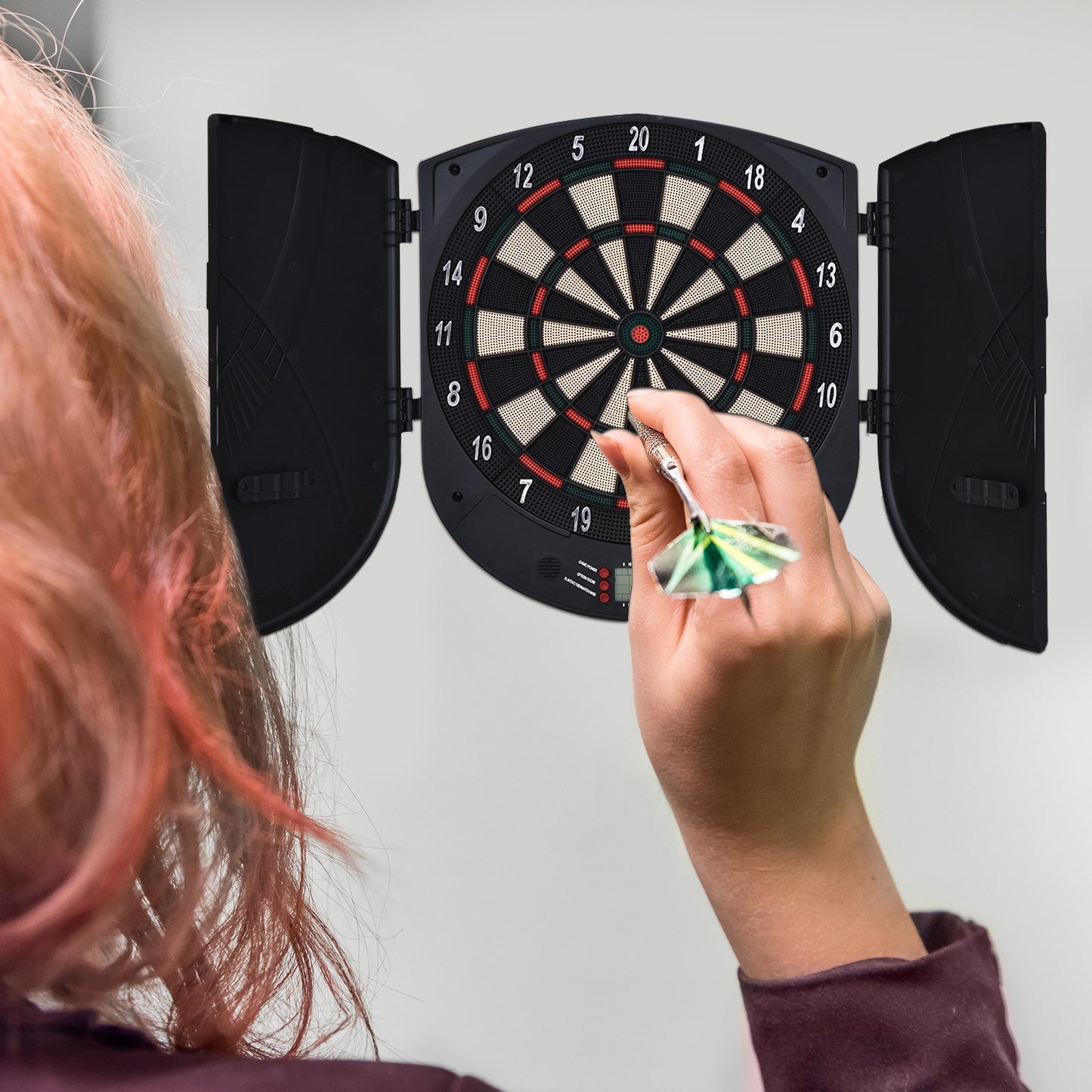 Elektronische Dartscheibe Dartboard Dart-Set Mit 6 Darts Soundeffekte Schwarz
