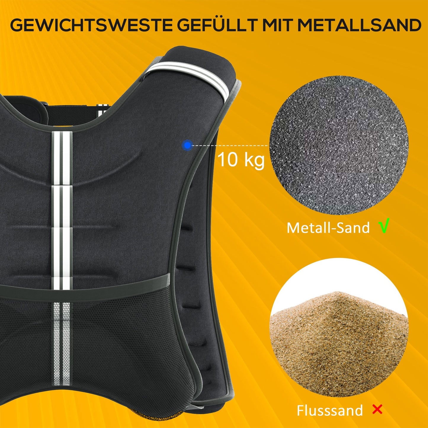 Gewichtsweste Weight Vest Verstellbar 10 Kg Gewicht Oxford-Gewebe Schwarz