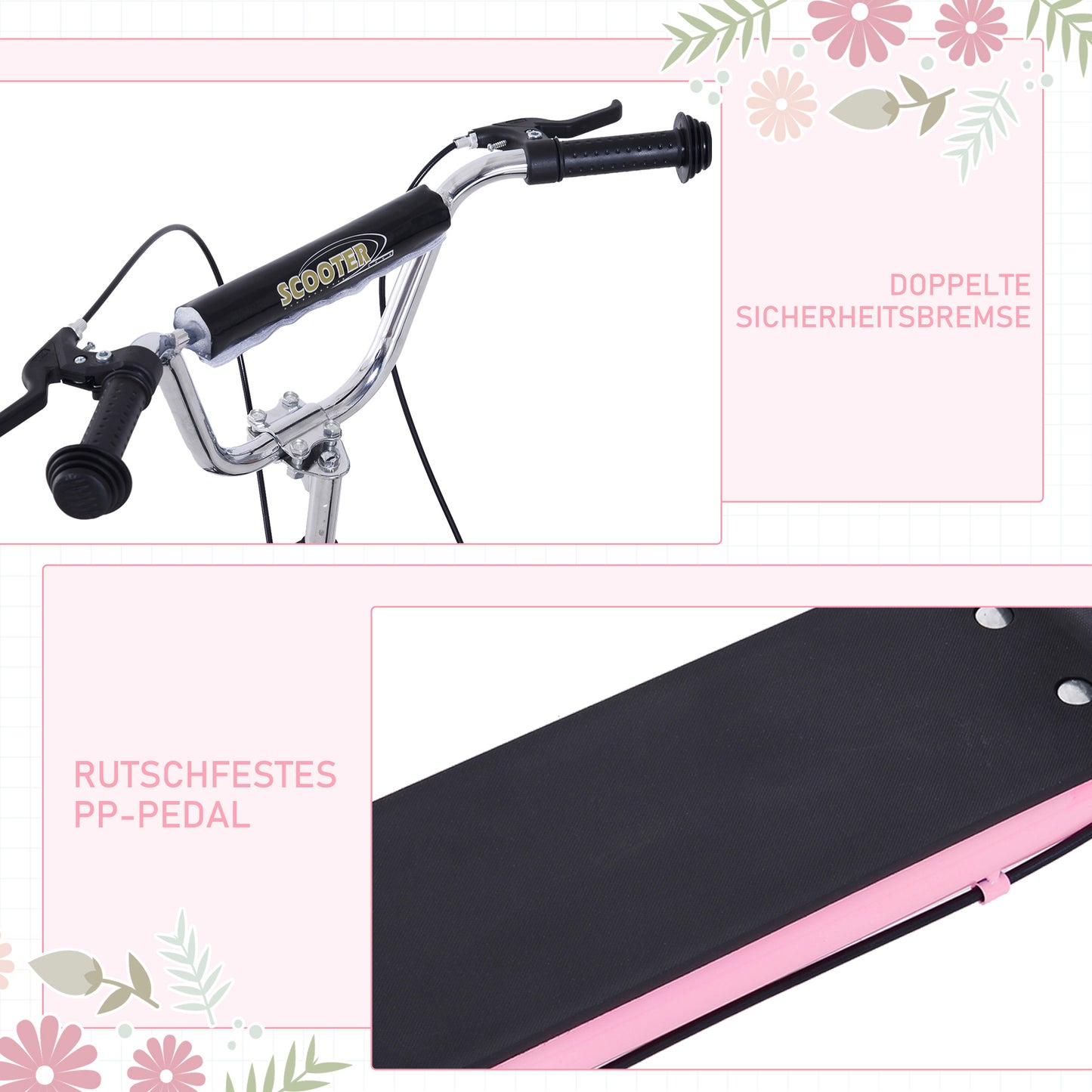 Kinder Tretroller Scooter 16/12 Zoll Cityroller Roller Bike Verstellbar