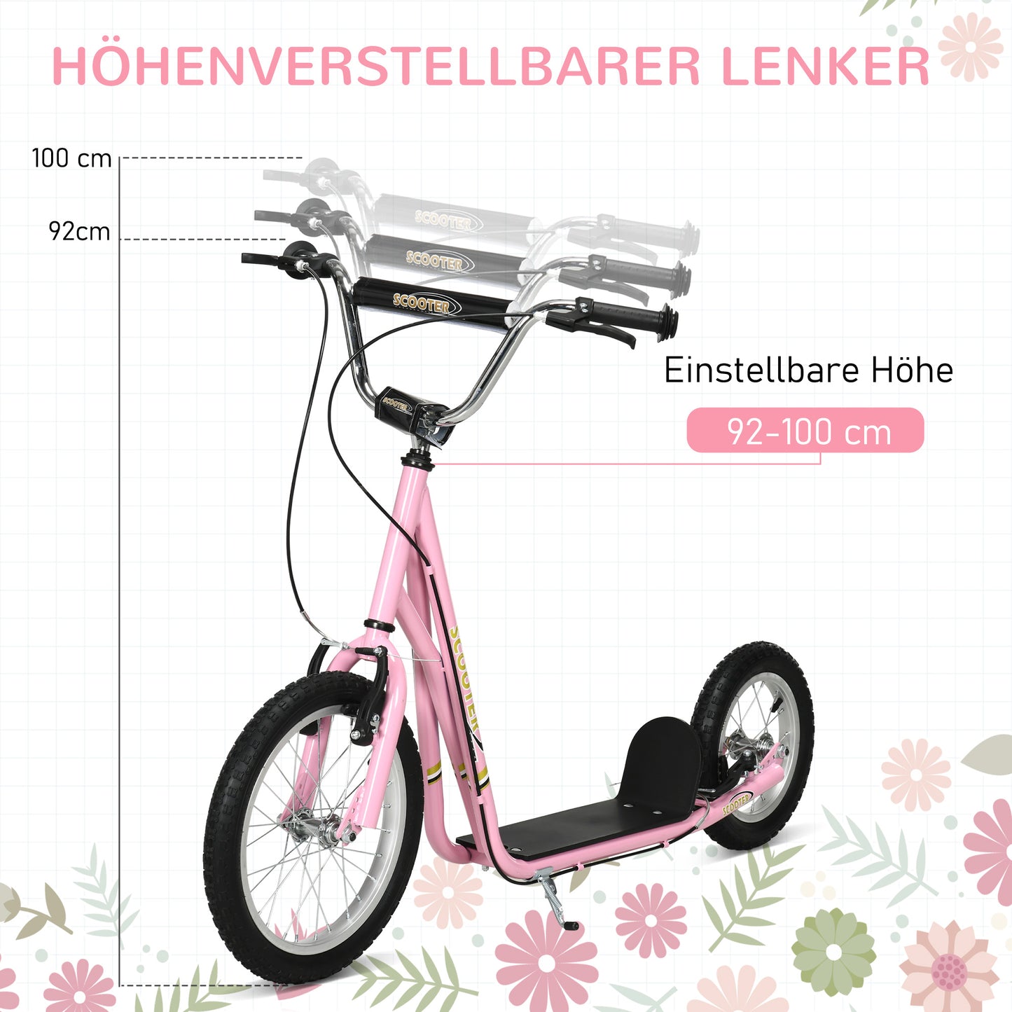 Kinder Tretroller Scooter 16/12 Zoll Cityroller Roller Bike Verstellbar