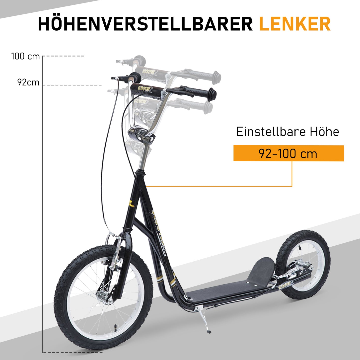 Kinder Tretroller Scooter 16/12 Zoll Cityroller Roller Bike Verstellbar