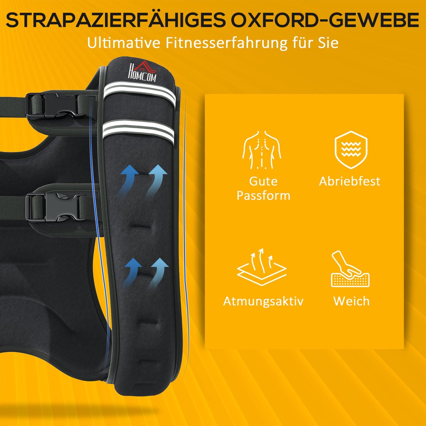 Gewichtsweste Weight Vest Verstellbar 10 Kg Gewicht Oxford-Gewebe Schwarz