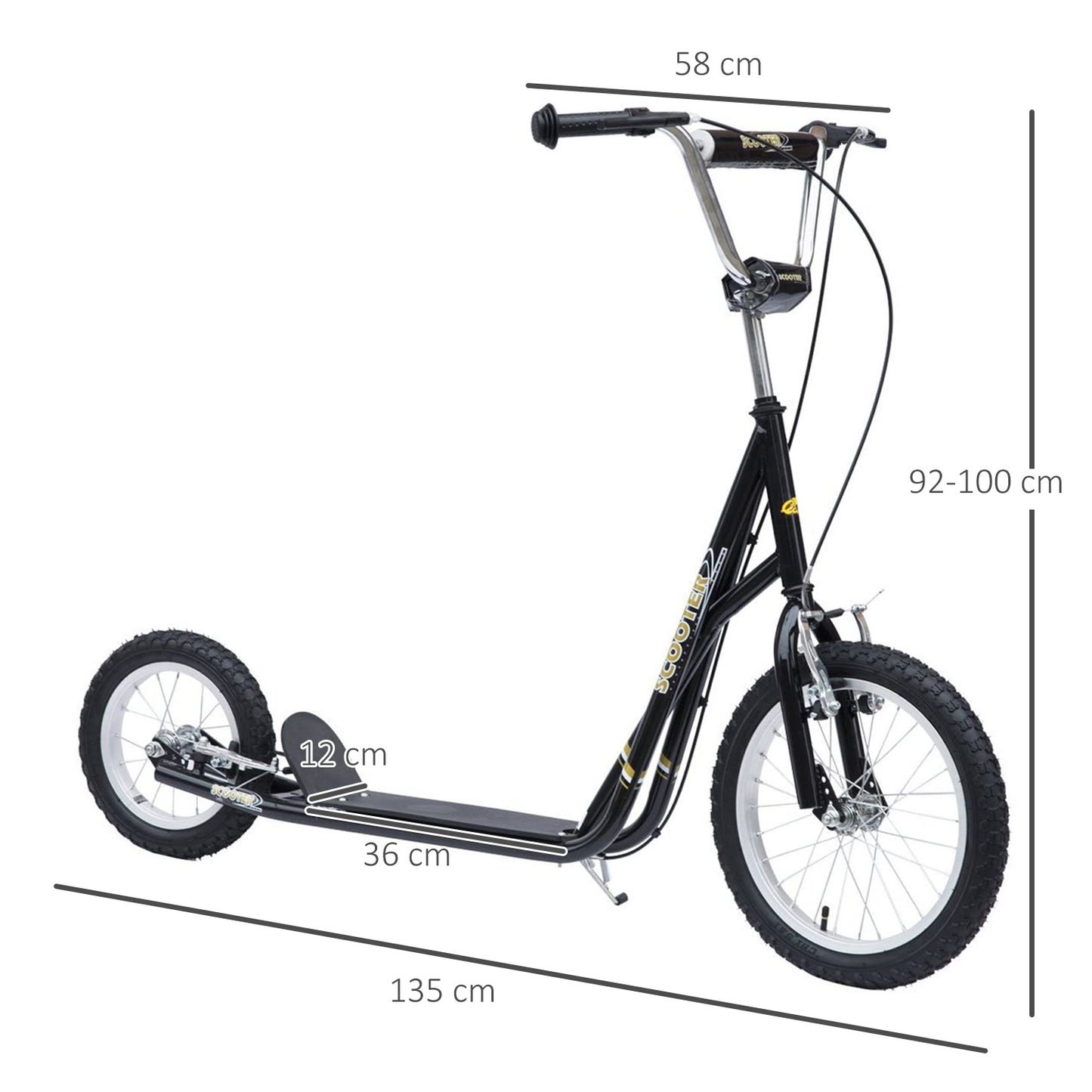 Kinder Tretroller Scooter 16/12 Zoll Cityroller Roller Bike Verstellbar