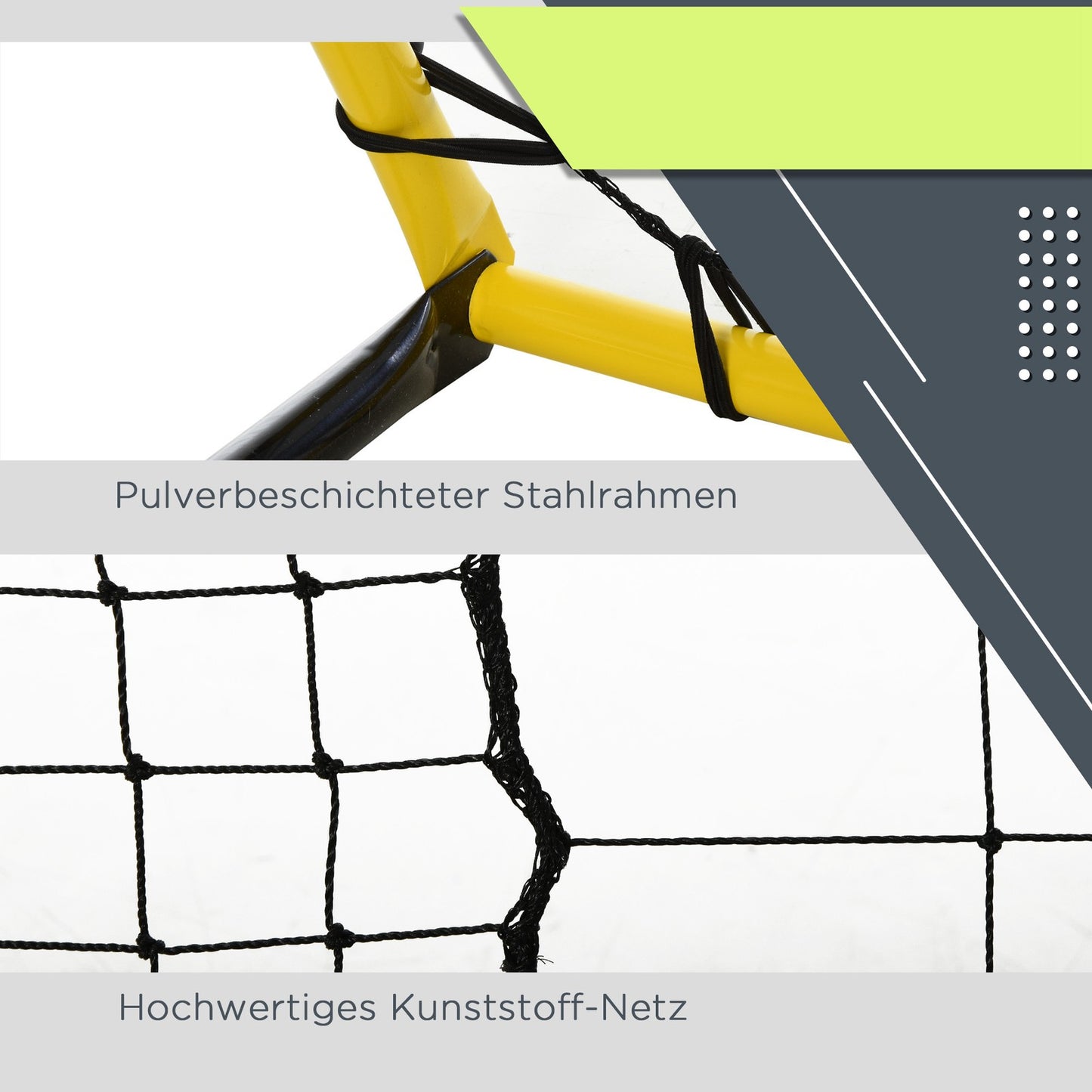 Fußball Rebounder Kickback Tor Rückprallwand Trainingsnetz Stahl(195) Gelb