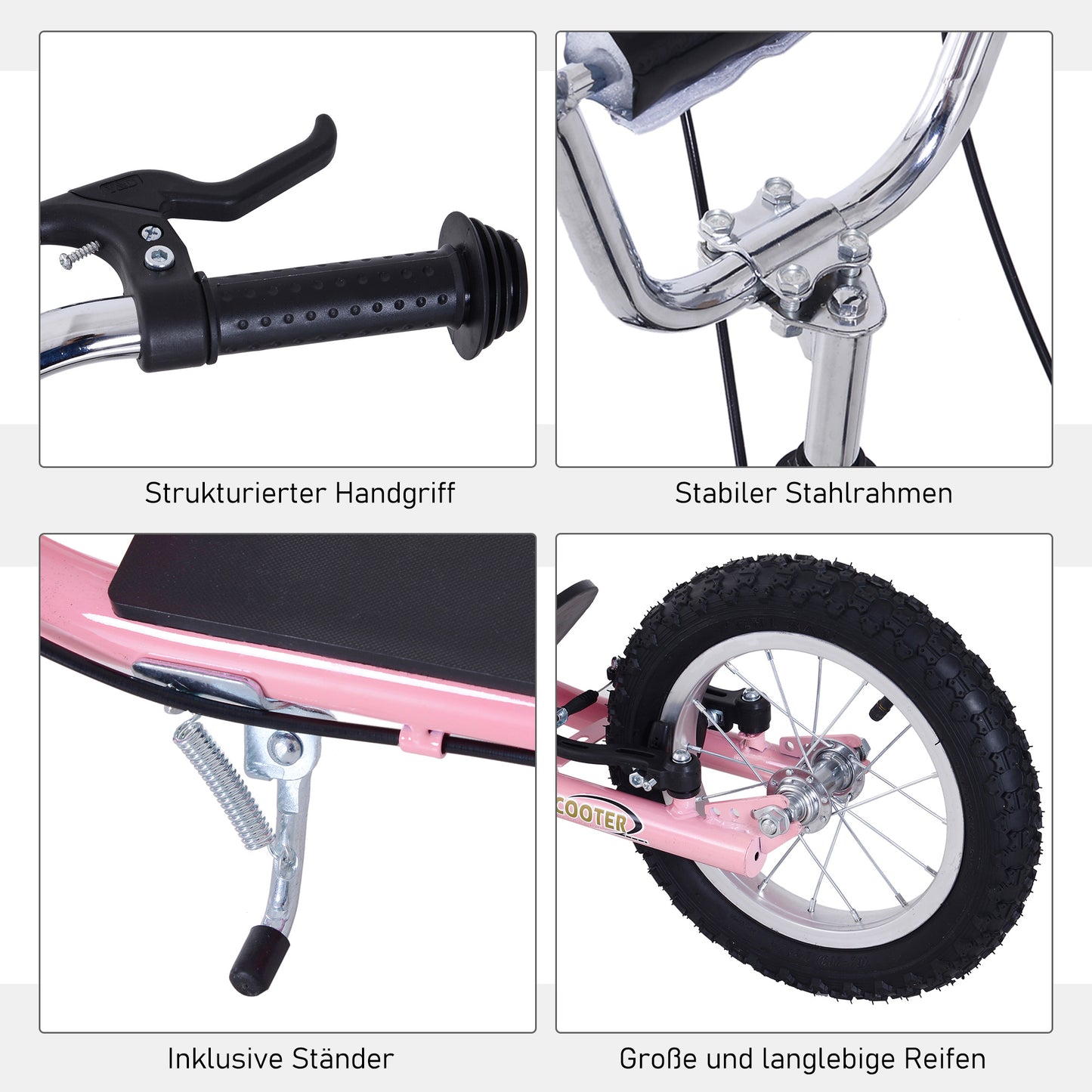 Kinder Tretroller Scooter 16/12 Zoll Cityroller Roller Bike Verstellbar