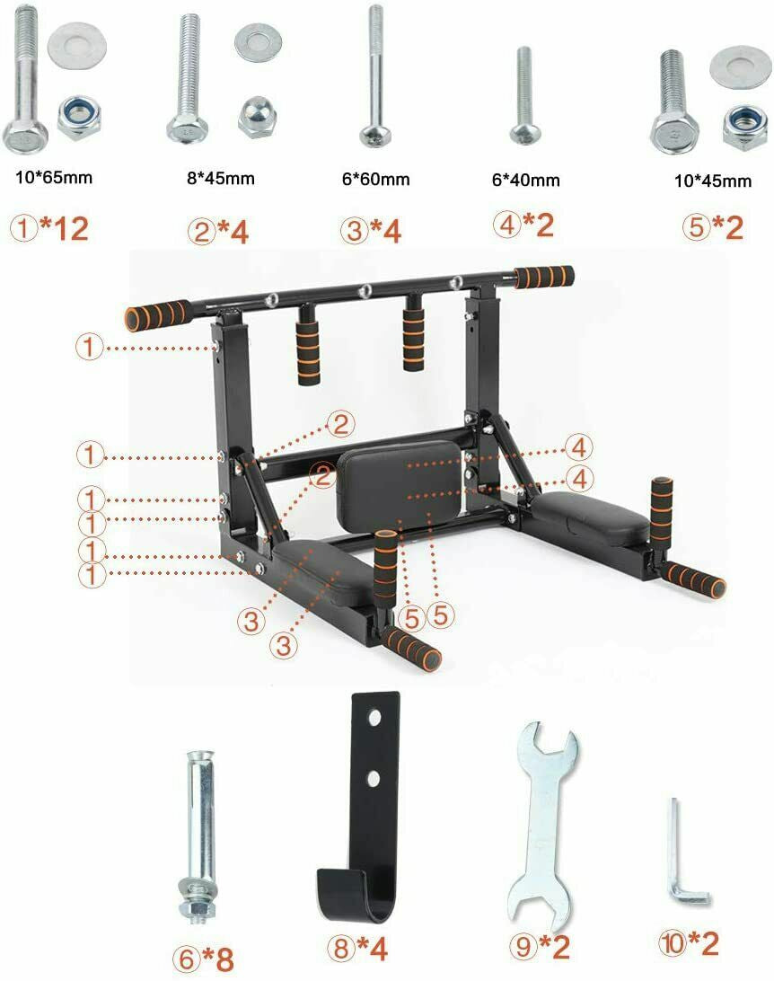 Multigriff Klimmzug Stangen Klimmzugstange Wandmontage Dip Station Pull up Bar