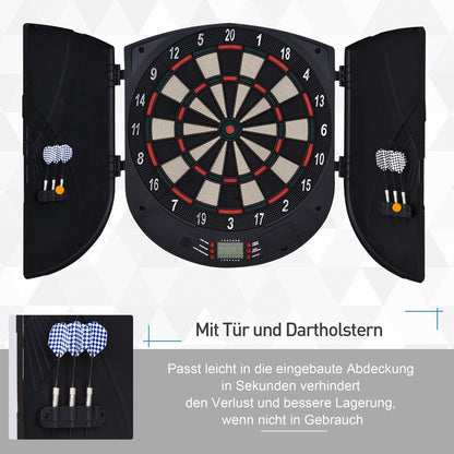 Elektronische Dartscheibe Dartboard Dart-Set Mit 6 Darts Soundeffekte Schwarz