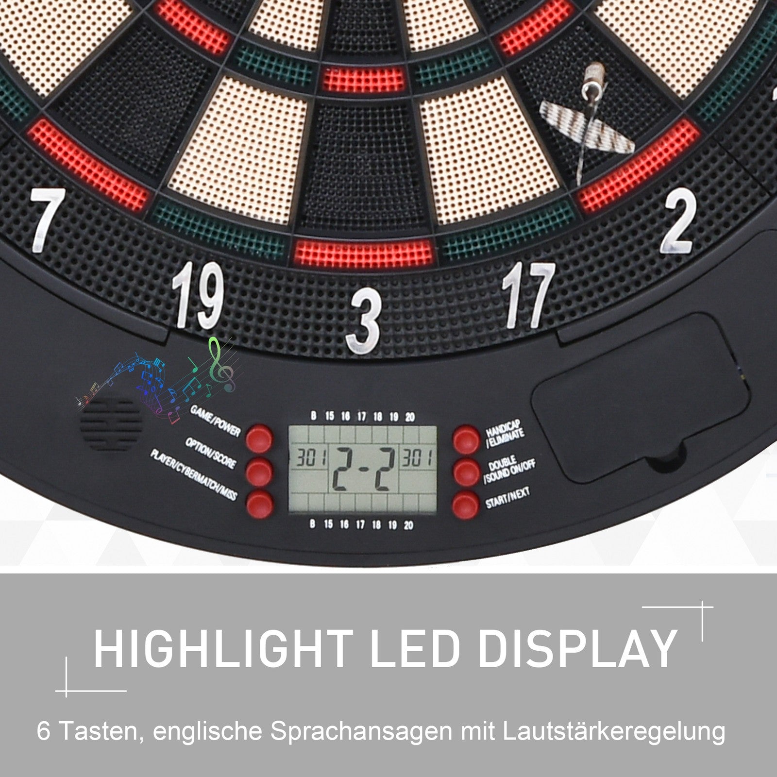 Elektronische Dartscheibe Dartboard Dart-Set Mit 6 Darts Soundeffekte Schwarz