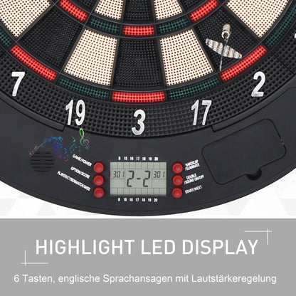 Elektronische Dartscheibe Dartboard Dart-Set Mit 6 Darts Soundeffekte Schwarz