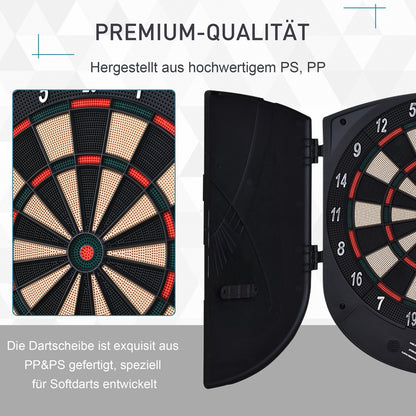 Elektronische Dartscheibe Dartboard Dart-Set Mit 6 Darts Soundeffekte Schwarz